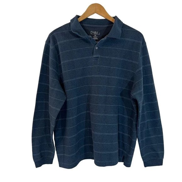 Van Heusen Flex Mens Long Sleeve Collared Shirt XL Classic Fit Knit Cotton Blend - Picture 1 of 3
